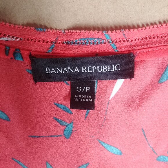 4/$20 Banana Republic sleeveless floral orange red blouse top Small - Picture 9 of 11